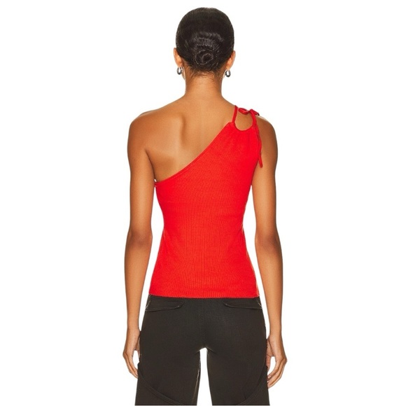 The Range Red Ribbed Knit One Shoulder Bodysuit Top Size Small - Picture 5 of 8